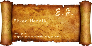 Ekker Henrik névjegykártya